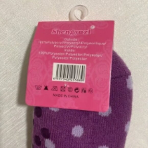 Lot of 3 Pairs--SHENGYUZI Girl's Non-Slip Warm Socks w Sherpa Interior - Picture 6 of 7